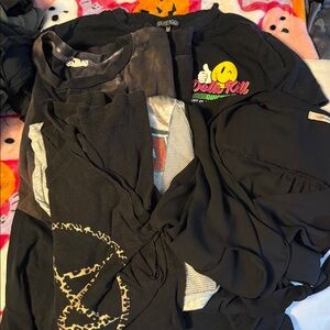 Stylish womens bundle  - Black and Gray tie dye long sleeve blondie dolls kill M